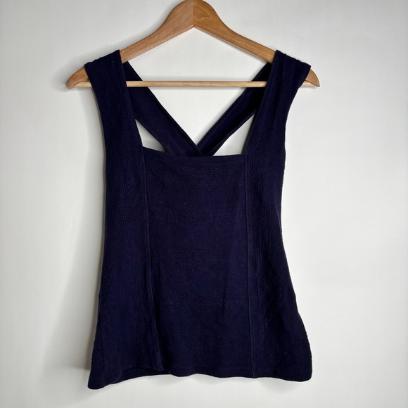 Anthropologie Maeve Navy Stephie Cross Back Top size Small - Picture 5 of 11